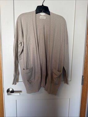 Dreamers Taupe Soft Open-Front Cardigan